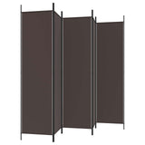 6-Panel Room Divider Brown 300x200 cm Fabric