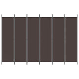 6-Panel Room Divider Brown 300x200 cm Fabric