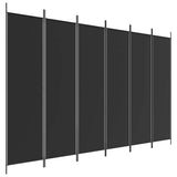 6-Panel Room Divider Black 300x200 cm Fabric