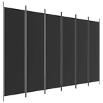 6-Panel Room Divider Black 300x200 cm Fabric