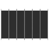 6-Panel Room Divider Black 300x200 cm Fabric