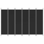 6-Panel Room Divider Black 300x200 cm Fabric