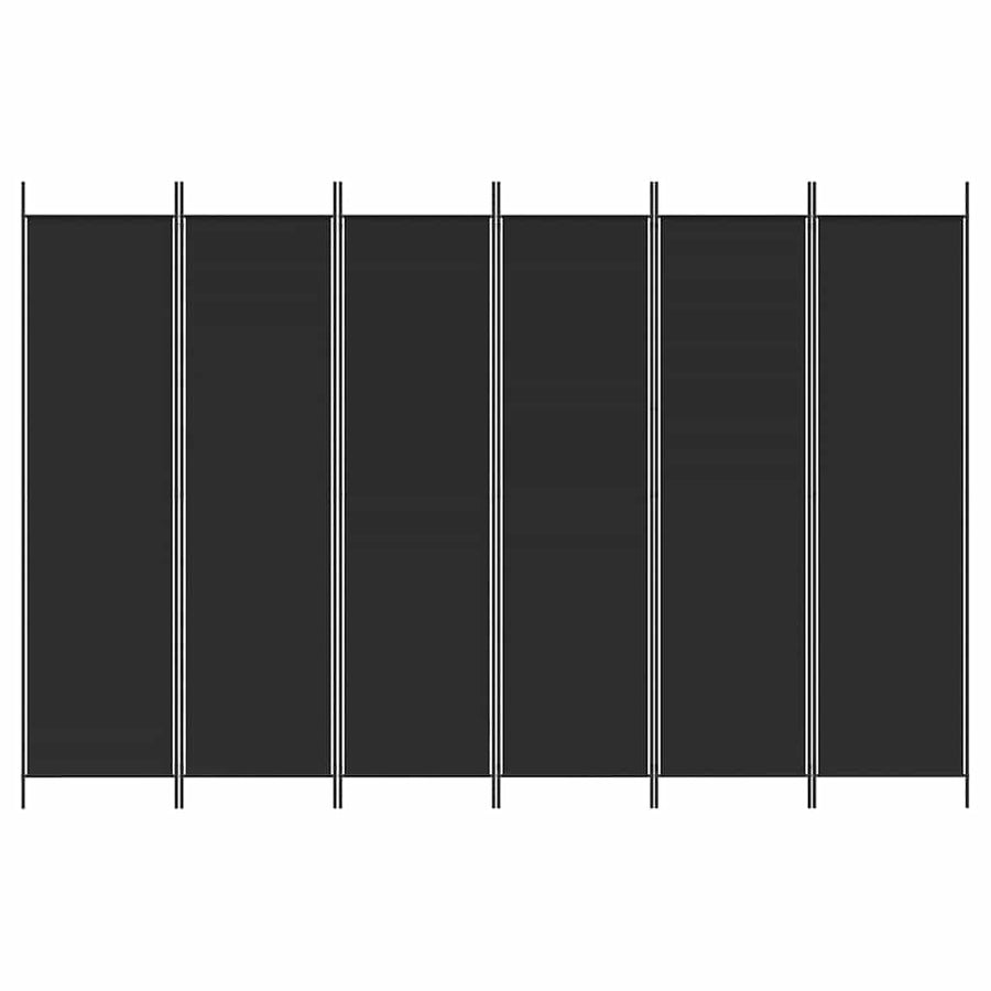 6-Panel Room Divider Black 300x200 cm Fabric