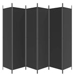 6-Panel Room Divider Black 300x200 cm Fabric