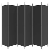 6-Panel Room Divider Black 300x200 cm Fabric - 45-Degree Angle