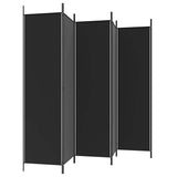 6-Panel Room Divider Black 300x200 cm Fabric