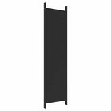6-Panel Room Divider Black 300x200 cm Fabric - Rear View