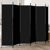 6-Panel Room Divider Black 300x200 cm Fabric