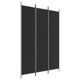 3-Panel Room Divider Black 150x220 cm Fabric - Front View