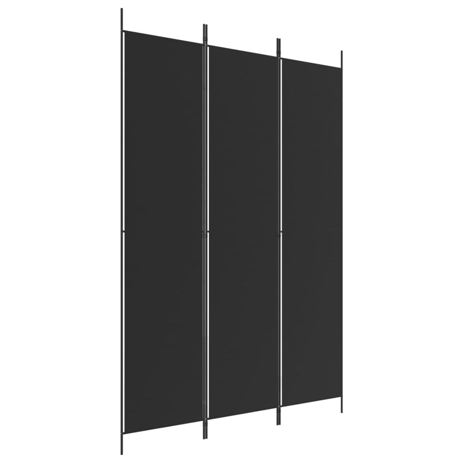 3-Panel Room Divider Black 150x220 cm Fabric