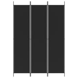 3-Panel Room Divider Black 150x220 cm Fabric - Side View