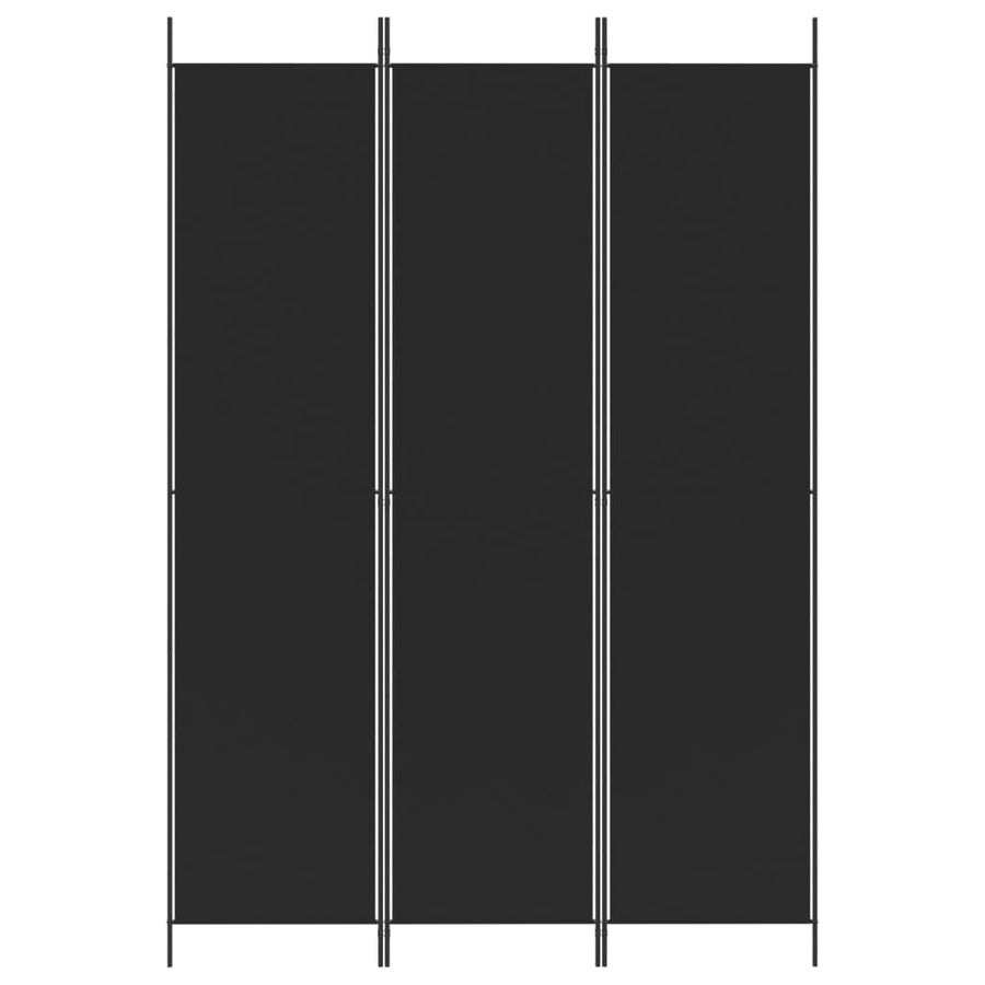 3-Panel Room Divider Black 150x220 cm Fabric