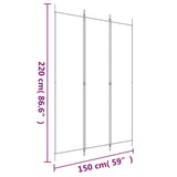 3-Panel Room Divider Black 150x220 cm Fabric - Low Angle