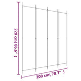 4-Panel Room Divider Brown 200x220 cm Fabric - Low Angle