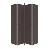 4-Panel Room Divider Brown 200x220 cm Fabric - Side View