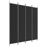 4-Panel Room Divider Black 200x220 cm Fabric - Front View