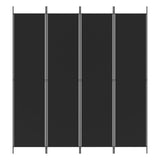4-Panel Room Divider Black 200x220 cm Fabric