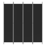 4-Panel Room Divider Black 200x220 cm Fabric