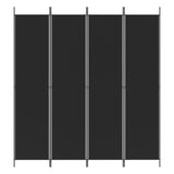 4-Panel Room Divider Black 200x220 cm Fabric - Side View
