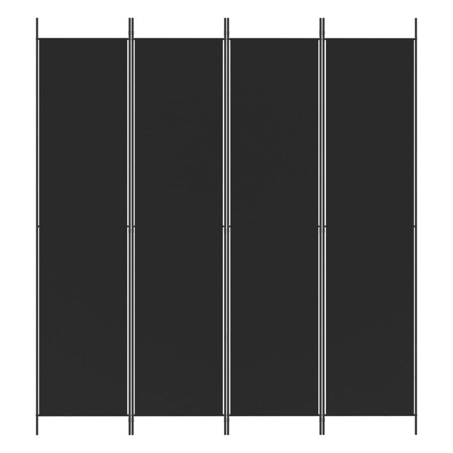 4-Panel Room Divider Black 200x220 cm Fabric