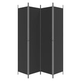 4-Panel Room Divider Black 200x220 cm Fabric