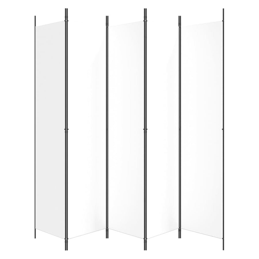 5-Panel Room Divider White 250x220 cm Fabric