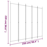 5-Panel Room Divider Brown 250x220 cm Fabric - Low Angle