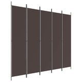 5-Panel Room Divider Brown 250x220 cm Fabric