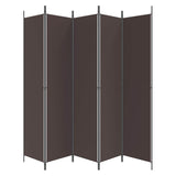5-Panel Room Divider Brown 250x220 cm Fabric