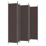 5-Panel Room Divider Brown 250x220 cm Fabric - Top-Down View