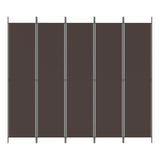 5-Panel Room Divider Brown 250x220 cm Fabric