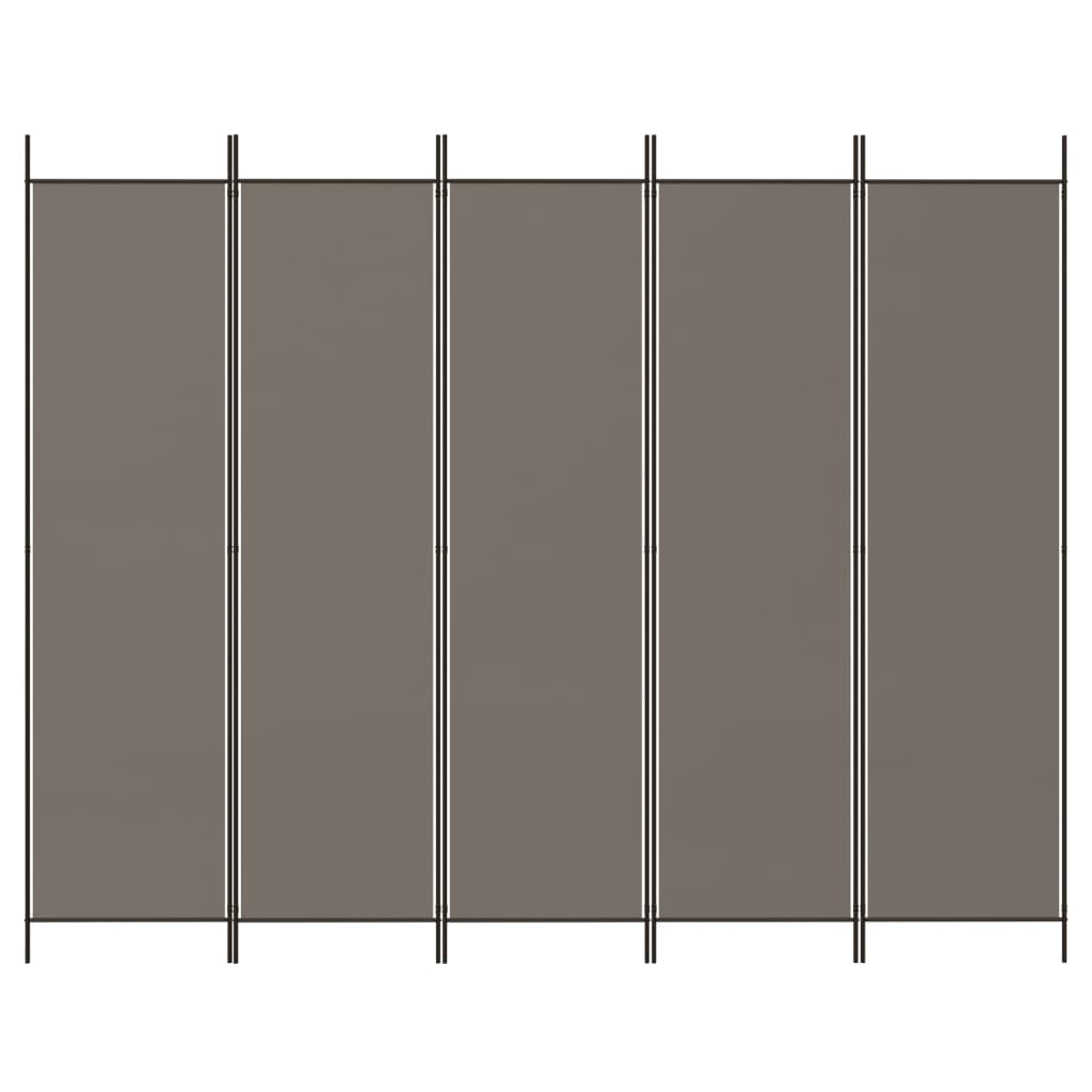 5-Panel Room Divider Anthracite 250x220 cm Fabric