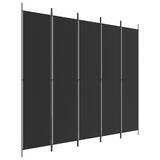 5-Panel Room Divider Black 250x220 cm Fabric