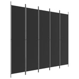 5-Panel Room Divider Black 250x220 cm Fabric - Front View