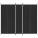 5-Panel Room Divider Black 250x220 cm Fabric - Side View