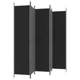 5-Panel Room Divider Black 250x220 cm Fabric - 45-Degree Angle