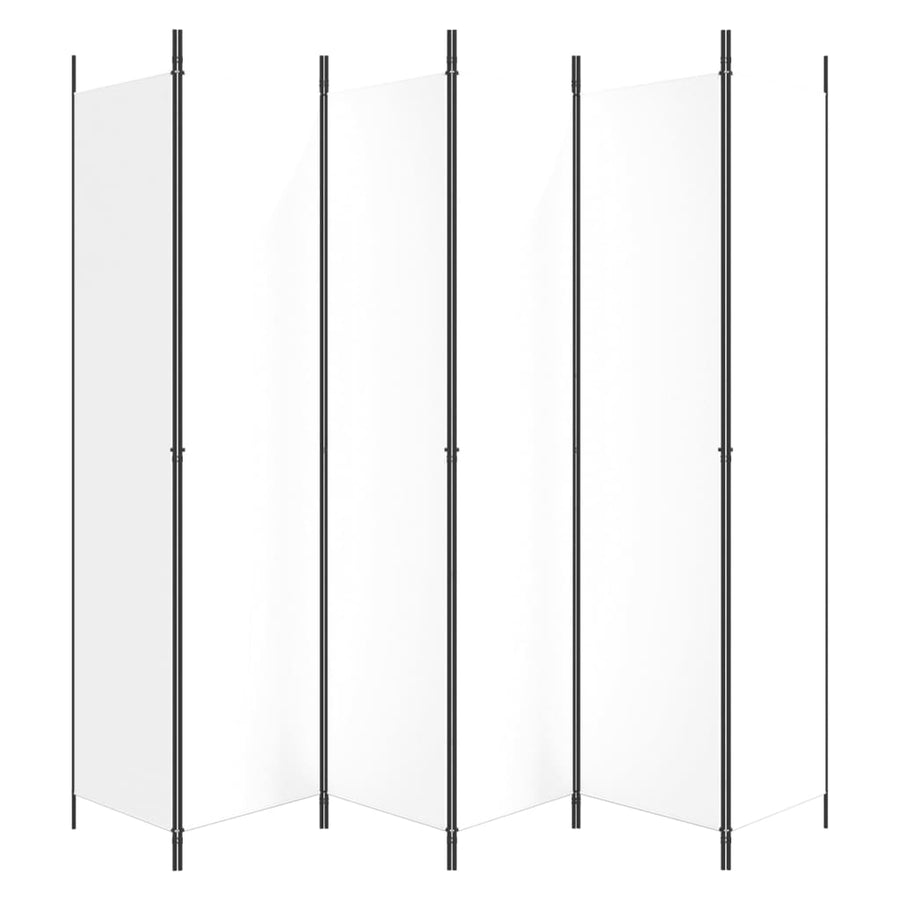 6-Panel Room Divider White 300x220 cm Fabric