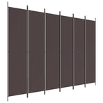 6-Panel Room Divider Brown 300x220 cm Fabric