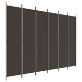 6-Panel Room Divider Brown 300x220 cm Fabric - Front View