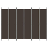 6-Panel Room Divider Brown 300x220 cm Fabric