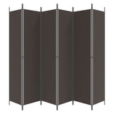 6-Panel Room Divider Brown 300x220 cm Fabric - Top-Down View