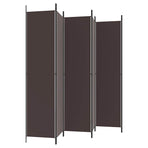 6-Panel Room Divider Brown 300x220 cm Fabric
