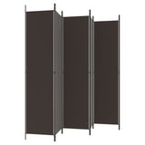 6-Panel Room Divider Brown 300x220 cm Fabric - 45-Degree Angle