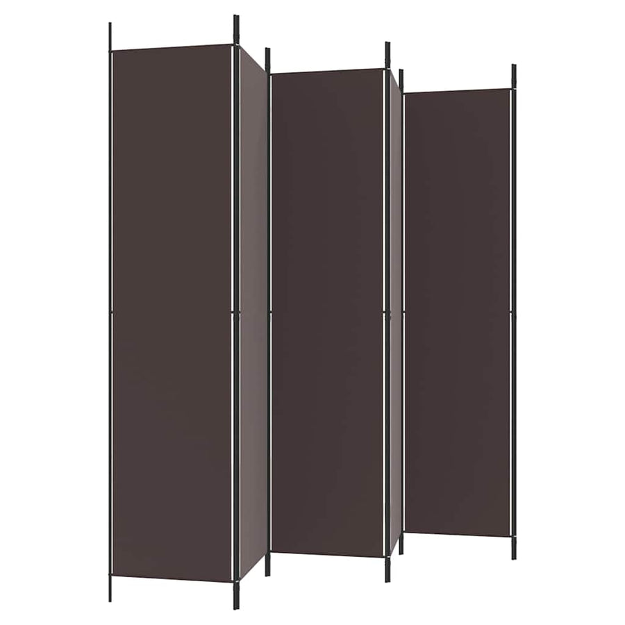 6-Panel Room Divider Brown 300x220 cm Fabric