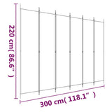 6-Panel Room Divider Brown 300x220 cm Fabric - Low Angle