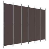 6-Panel Room Divider Brown 300x220 cm Fabric - Front View