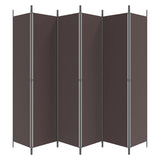 6-Panel Room Divider Brown 300x220 cm Fabric