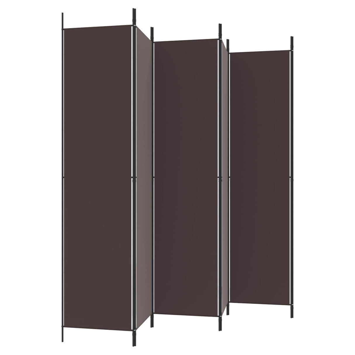 6-Panel Room Divider Brown 300x220 cm Fabric