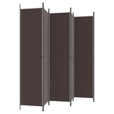 6-Panel Room Divider Brown 300x220 cm Fabric