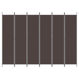 6-Panel Room Divider Brown 300x220 cm Fabric - Rear View